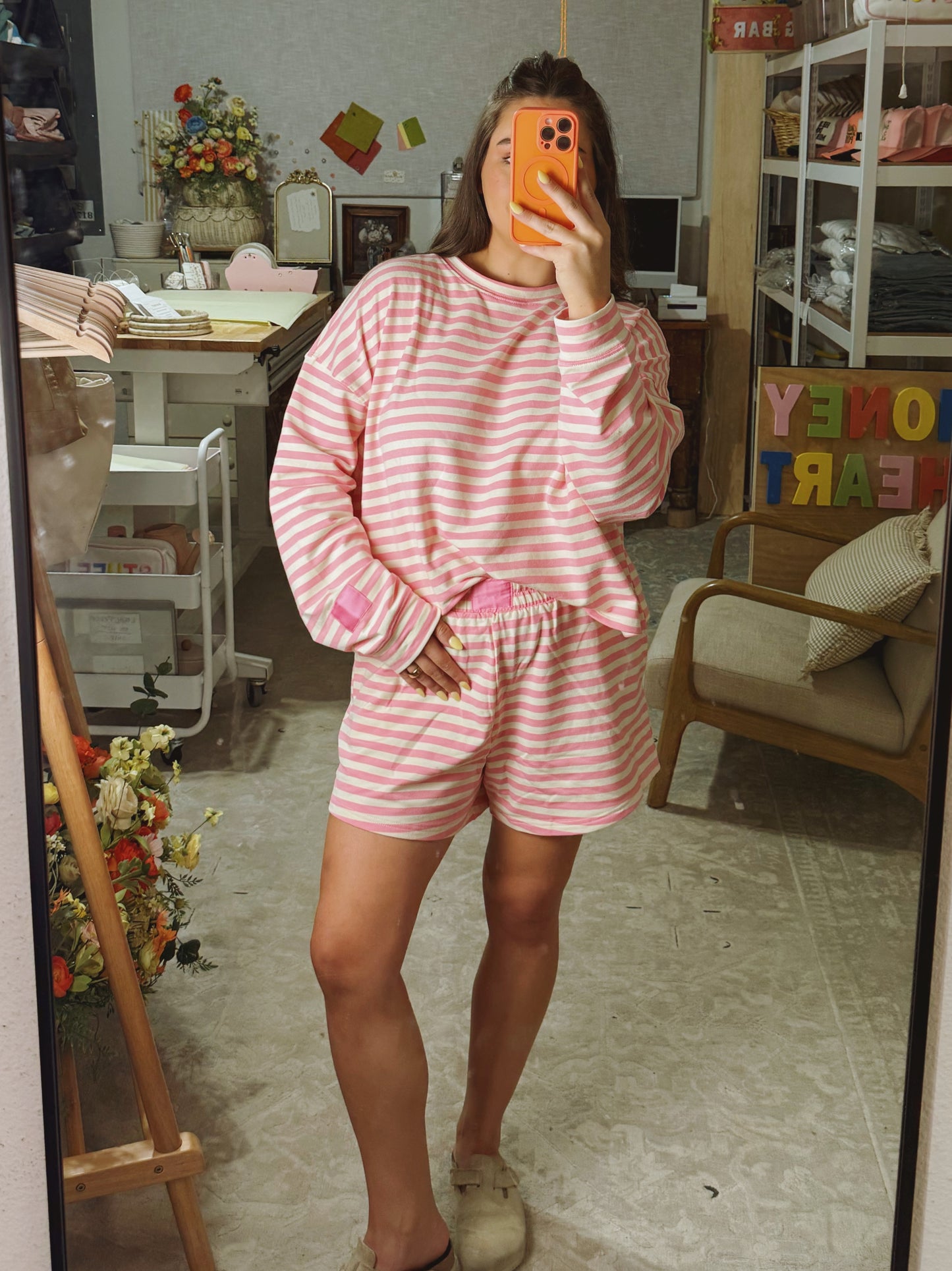 Pretty In Pink Striped Matching Set
