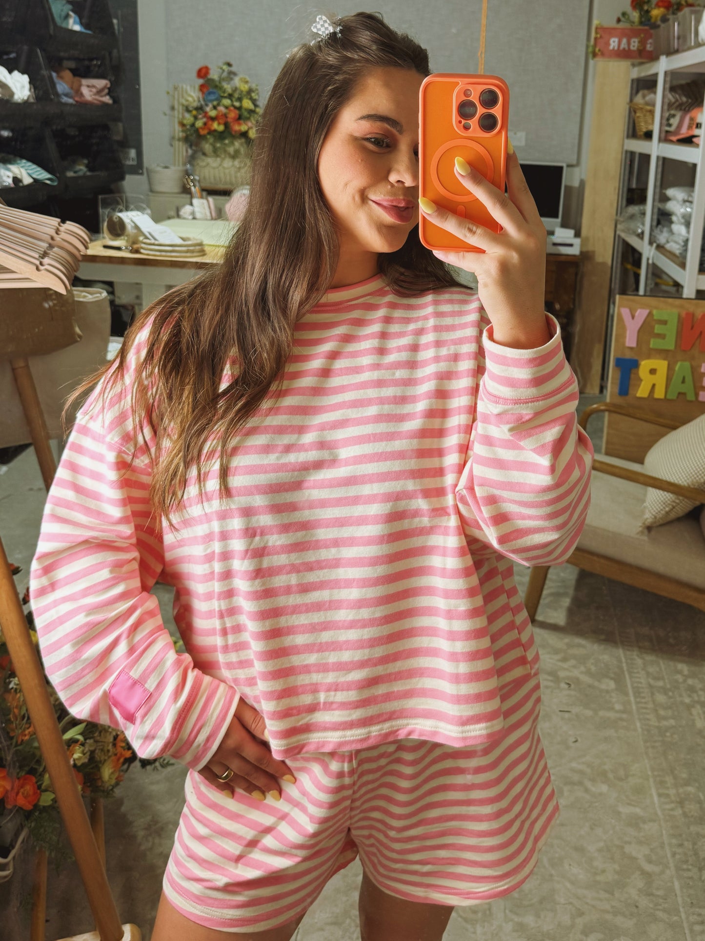 Pretty In Pink Striped Matching Set