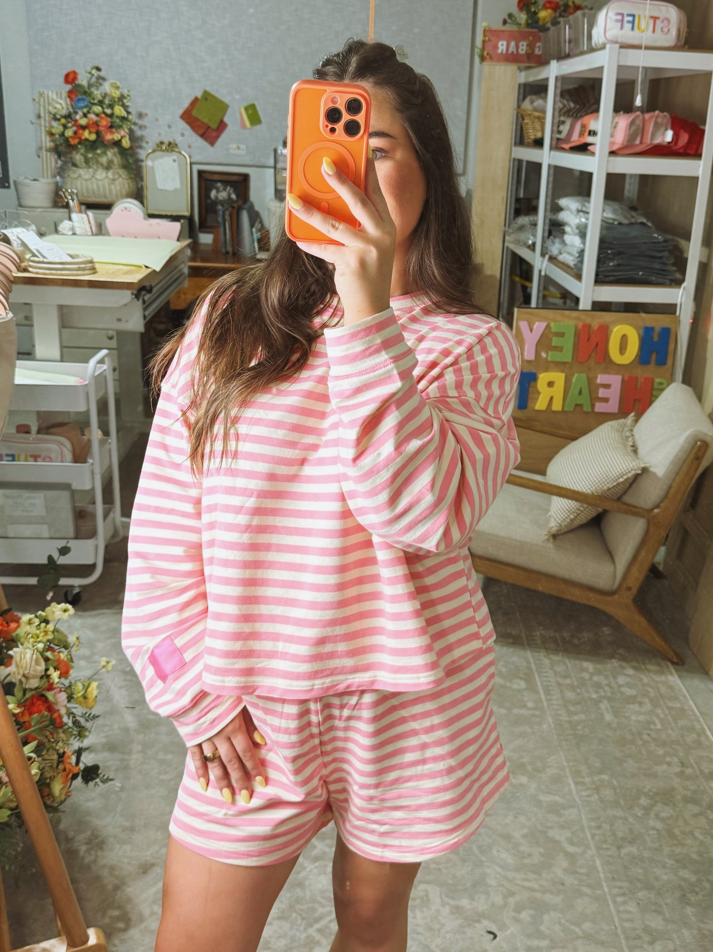 Pretty In Pink Striped Matching Set
