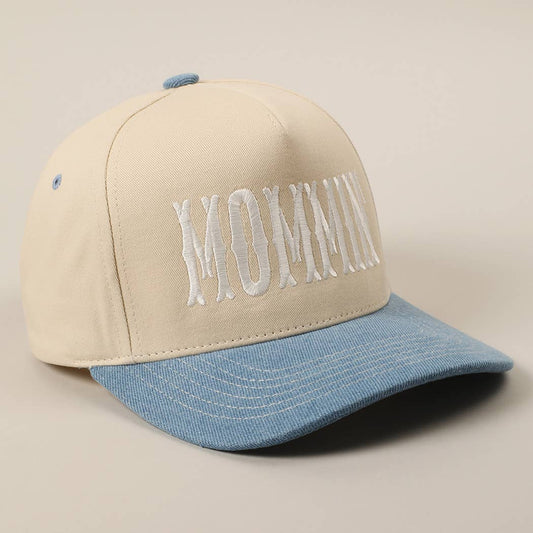 "Mommin'" Embroidered Trucker - Denim