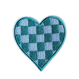 BLUE CHECKERED HEART