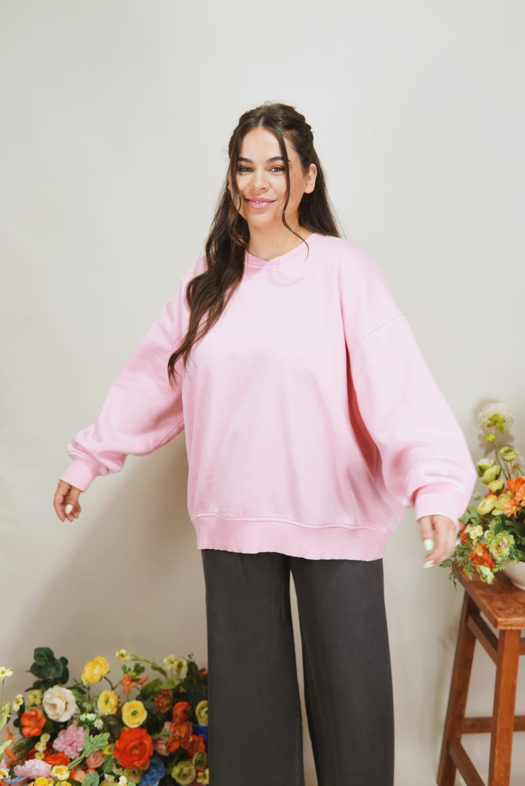 Pretty in Pink Oversized Pullover